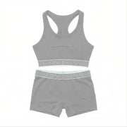 Flat lay of AstroWorld Gemini Sport Bra Set in Grey