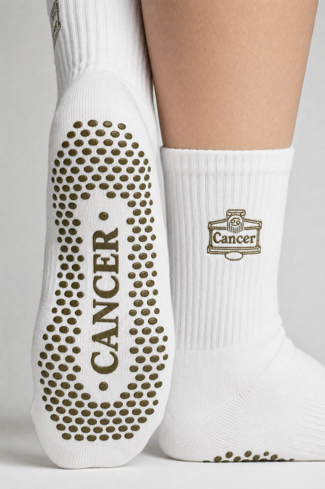 Cancer AstroWorld Grip Socks - Olive